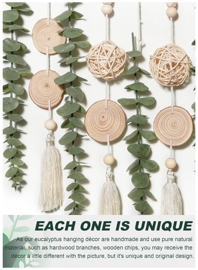 عش الحضري معلق حائطي من المكرميه لعرض الصور، منظم بطاقات الصور مع كرات من الخوص على شكل أوراق، ديكور حائطي يدوي من النباتات الطبيعية على طراز بوهو، هدية - Image 3